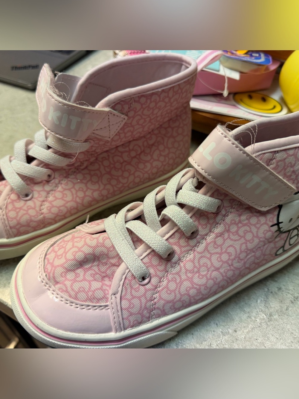 Hello Kitty Light Pink Patterned High-Top Sneakers for Kids